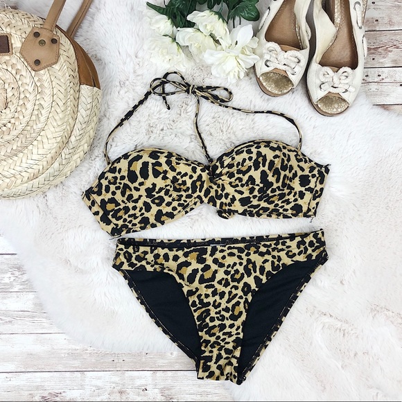 NEW LOOK Leopard Print Push Up Bikini Set Small - Picture 1 of 6